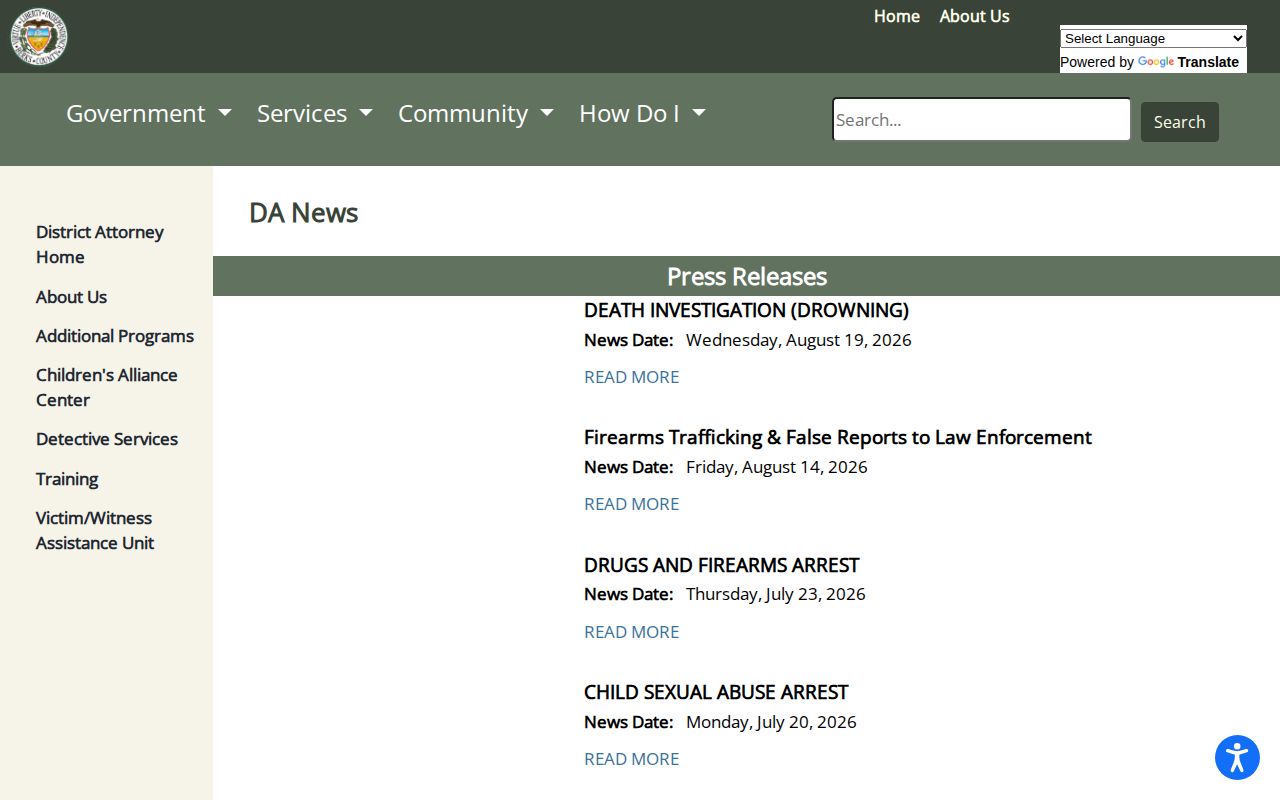 Berks County District Attorney arrest news record page